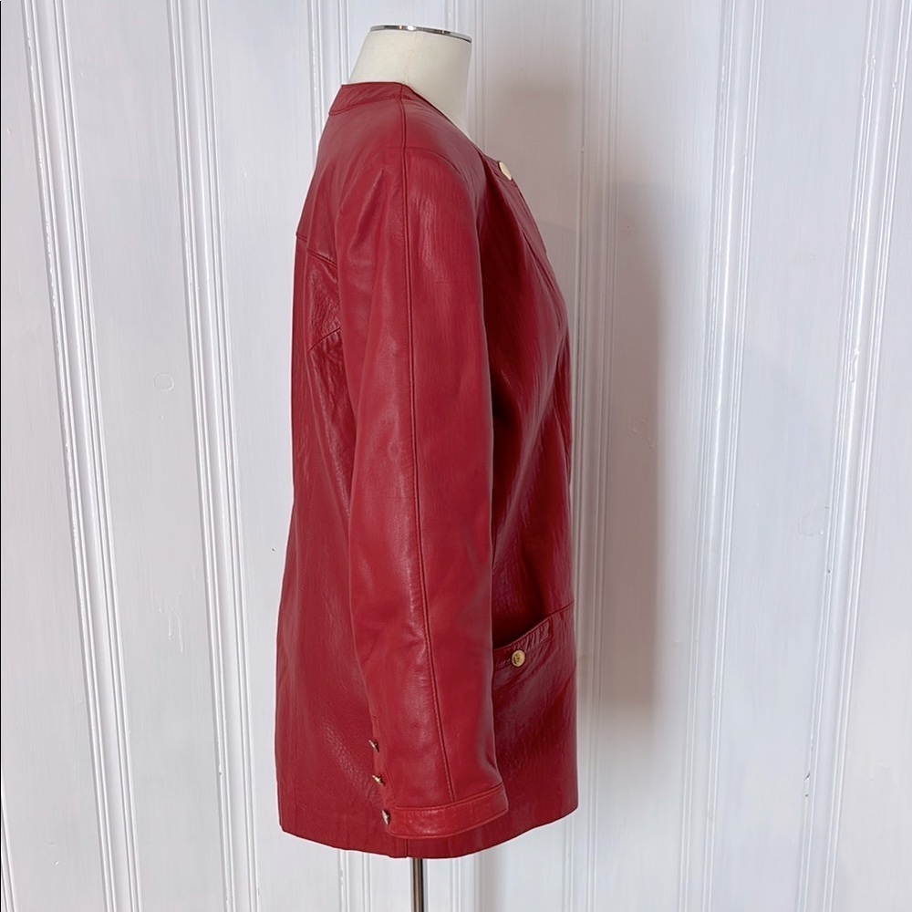 ๐ฅ Stunning Vintage Red Leather Coat by Bagatelle (Margaret Godfrey) ๐ฅ - Picture 2 of 10